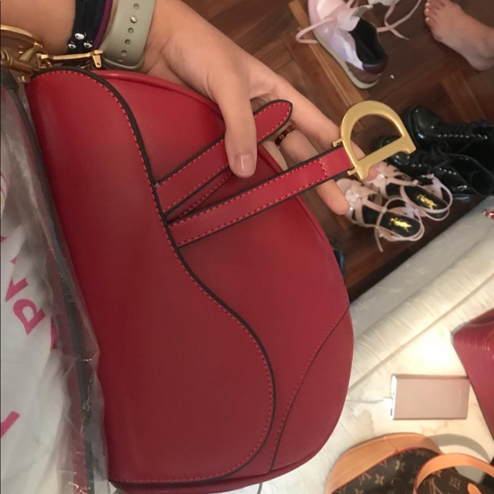 Red saddle bag